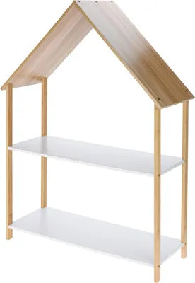 Image de Etagère de chambre d'enfant en forme de maison, bambou et MDF, 80 x 30 x 108 cm