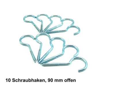 Produktbild von 10 Schraubhaken Deckenhaken offen Holzbalken Wandhaken 90 mm lang