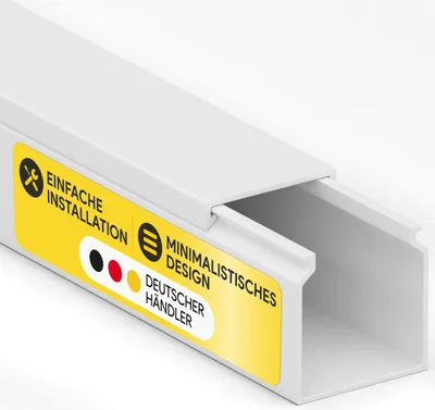 Produktbild von Kabelkanal aus hochwertigem PVC weiß Kabelleiste 2m - 1 Stück - 20x20mm