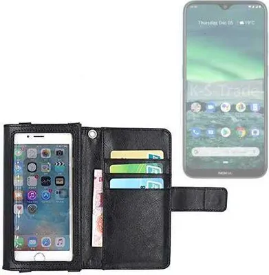 Produktbild von K-S-Trade Handy Hülle Schutz Hülle Kompatibel mit Nokia 2.3 Case mit Displayschutz / Schutzfolie Flip Cover Wallet case Etui Hülle schwarz