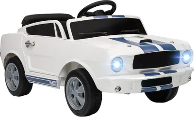 Immagine prodotto di AIYAPLAY auto elettrica per bambini Ford Shelby GT 350 12V auto per bambini con telecomando a 2,4 GHz, 2 motori, veicolo per bambini con clacson, LED, musica, veicolo elettrico per bambini di 3-6 anni, bianco