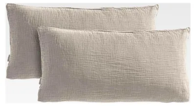 Produktbild von Musselin Kissenbezug 40x80 2er Set aus 100% Baumwolle - Weiche, kuschelige Musselin Kissenbezüge in Taupe