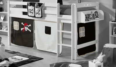 Produktbild von Motiv Vorhangstoffe für Hochbetten (Pirat Schwarz-Weiß)