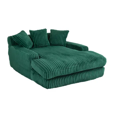 Produktbild von LVHOM Lazy Sofa Cordstoff mit Kissen, Bodensofa 125 × 155 × 63 cm, Schlafsofa Couch mit Memory-Schaum, Chaiselounge Sessel, Grün