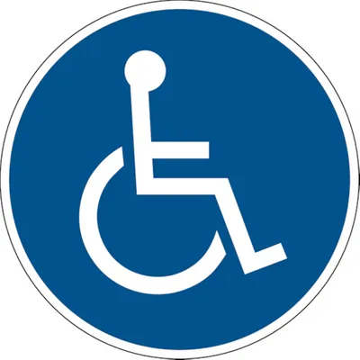 Produktbild von Dreifke® Parkplatzschild, Symbol Rollstuhlfahrer (rund) | Folie selbstklebend...