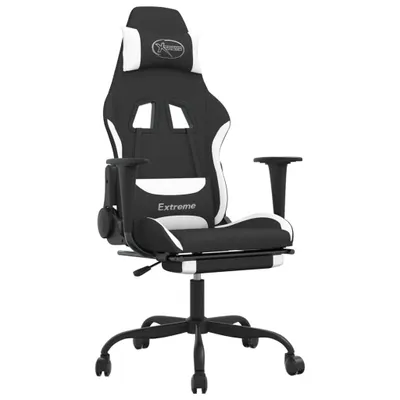 Produktbild von vidaXL Gaming-Stuhl mit Fußstütze Schwarz und Weiß Stoff