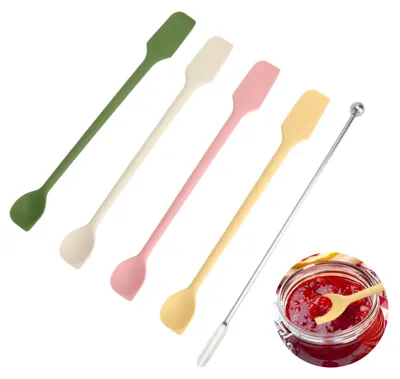 Image de Mini spatule en silicone - Grattoir à pâte à double extrémité - Ustensile de cuisine pour la pâtisserie et la cuisine - Lot de 4