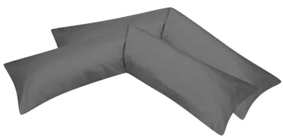 Produktbild von 2er Pack MOON-Luxury Linon Kissenbezug Kissenhülle Seitenschläferkissen 100% Baumwolle-anthrazit-40x200