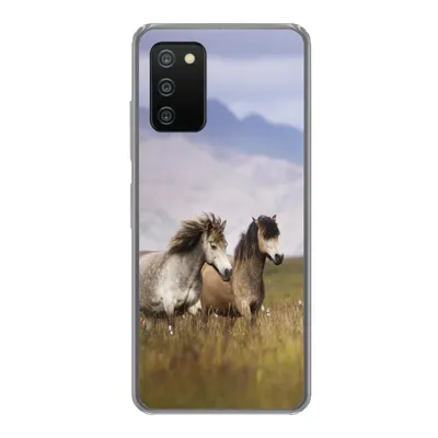 Produktbild von MuchoWow® Handyhülle Schutzhülle Hülle für Samsung Galaxy A03s Pferde - Gras - Berge Silikon Softcase Handy Hülle - Schutz