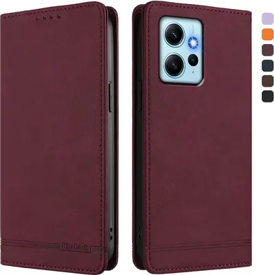 Image de Etui pour Xiaomi Redmi Note 12 4G, étui rétro en cuirPolyuréthaneavec support et fentes pour cartes de crédit Rouge