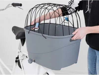 Produktbild von Famanu Fahrradkorb für Gepäckträger mit Kunststoffdrahtkuppel - grau