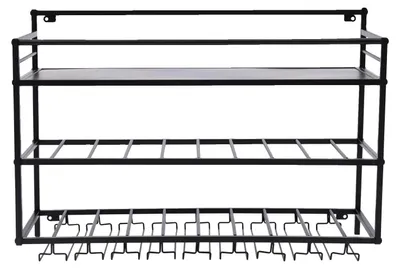Immagine prodotto di Scaffale per bottiglie di vino, montaggio a parete, design salvaspazio, nero