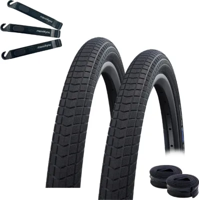 Produktbild von 2 x Schwalbe Big Ben Fahrradreifen K-Guard TwinSkin SBC Schwarz 50-584 (27.5 x 2.00") + 2 Schwalbe DV19 Schläuche inkl. maxxi4you Reifenheber