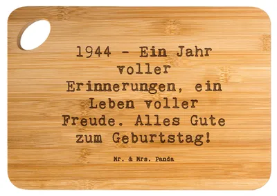 Produktbild von Mr. & Mrs. Panda vesperbrett Spruch 1944 Geburtstag - Transparent - Geschenk, Geburtstagsgeschenk, Geburtstagserinnerungen, Schneidebrett, Hackbrett, Happy Birthday