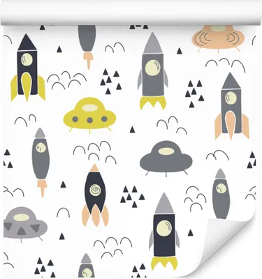 Produktbild von 10m VLIES TAPETE Rolle Kinderzimmer Kosmos Himmel Raketen UFO Weltall XXL