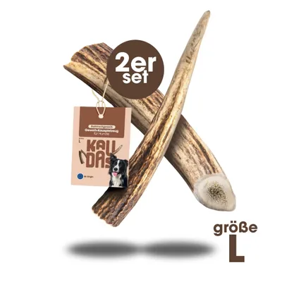 Produktbild von KAUDAS Rothirsch-Geweih Kaustange für Hunde 2 x L - natürliche Zahnpflege für Hunde