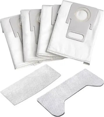 A set of vacuum cleaner bags and filters.