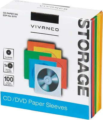 Produktbild von ViVanco™CD PAPER 100 - CD/DVD Umschläge, 100er P