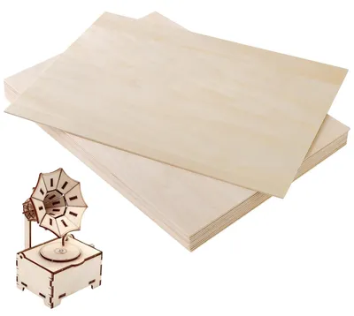 Zdjęcie produktu dla Płyty wielowarstwowe, 12 sztuk - 420 x 300 mm - 3 mm, drewno lipowe - powierzchnia wykończona - idealne do rękodzieła - wszechstronne zastosowanie