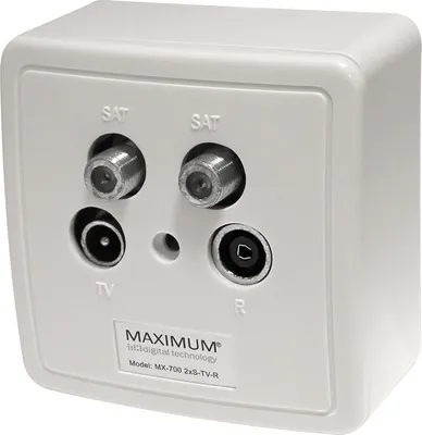 Produktbild von Maximum MX-700 SAT Twin Enddose mit Rahmen und Deckel