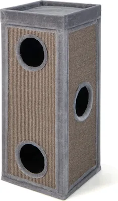 Image de COSTWAY Tonneau pour chats à 4 étages, Arbre à chat avec griffoir, 3 cavités pour chats&coussins, Arbre à chat avec cavités pour chats jusqu'à 25 kg, 40x40x99 cm, Gris