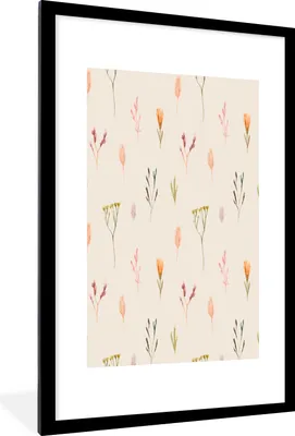 Produktbild von MuchoWow® MuchoWow® Gerahmtes Poster Blumen - Pastell - Farben 60x90 cm - Poster mit zchwarzem Bilderrahmen - Dekoration - Wandposter Wohnzimmer - Hochwertig