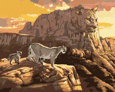 Produktbild von Zuty - Malen nach Zahlen - PUMA, FELSEN UND SONNENUNTERGANG (D. RUSTY RUST), 40x50 cm, mit Keilrahmen (bereits gespannt)