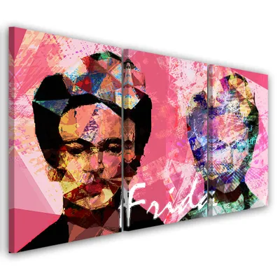Produktbild von Triptychon auf leinwand rosa menschen 150x100 cm Feeby rosa wandbild bereit zum aufhängen