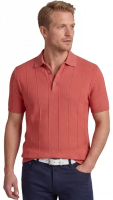 Produktbild von Polo orange gestrickt Baileys Struktur gestreift 3-Knopf