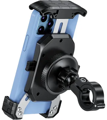 Zdjęcie produktu dla Uchwyt na telefon do motocykla - Amortyzator drgań - Szybkie mocowanie - Obrót 360° - Do 4-7 cali - Czarny