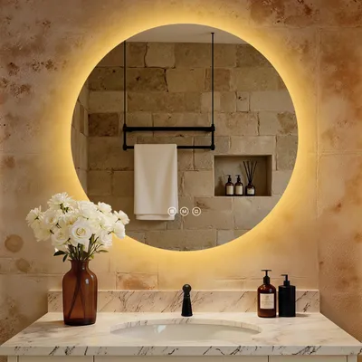 Produktbild von S'AFIELINA LED Badspiegel Rund Badezimmerspiegel Wandspiegel mit Touch-Schalter,3 Lichtfarbe 3000/4000/6500K 80 cm
