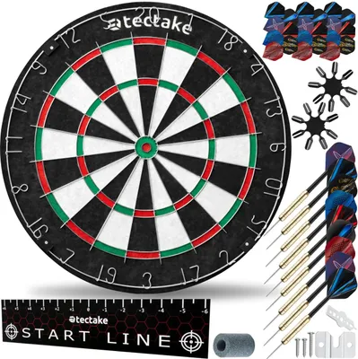 Produktbild von Dartscheibe Bully mit 9 Pfeilen, 21 Flights und Zubehör - schwarz/weiß