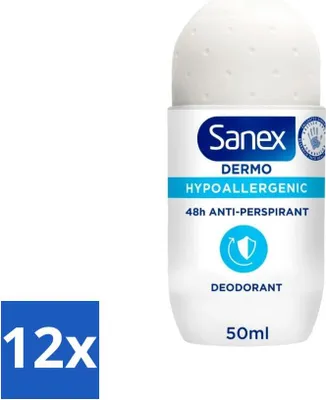 Produktbild von Sanex Dermo - Deodorant Roller - Hypoallergen - 48h Antitranspirant - 50 ml - Vorteilspack - 12 Stücke