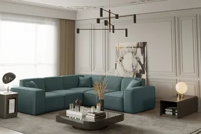 Produktbild von Ecksofa Designersofa CELES in Stoff Opera Velvet Petrol Seite Universal