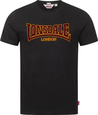 A black t-shirt with a Lonsdale London logo on the front.