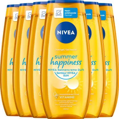 Produktbild von NIVEA Pflegedusche Summer Happiness Duschgel Sonnenduft Vitamin C & E 6 x 250 ml