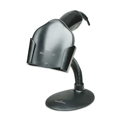 Produktbild von Manhattan Halterung für Barcodescanner, Schwanenhals mit Standfuß, Stand, Schwarz, Metall, Kunststoff, Manhattan 460835, 177603, 401517, 140 mm, 260 mm