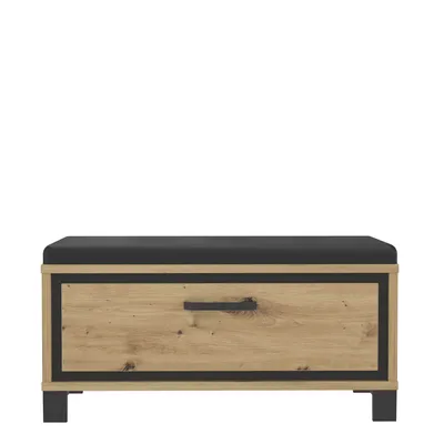 Produktbild von Garderobenbank TRONDHEIM mit Polster Artisan Eiche Schwarzeiche Optik