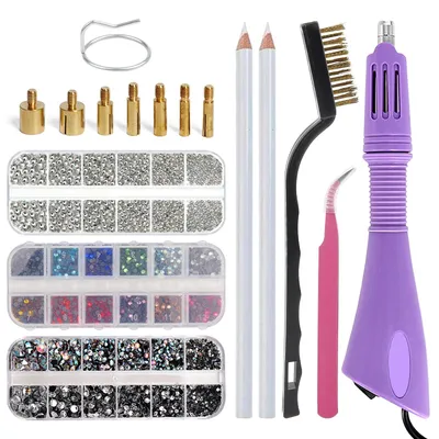 Strass-Applikator-Set, Hotfix, 7 Aufsätze, 4000 Steine, DIY