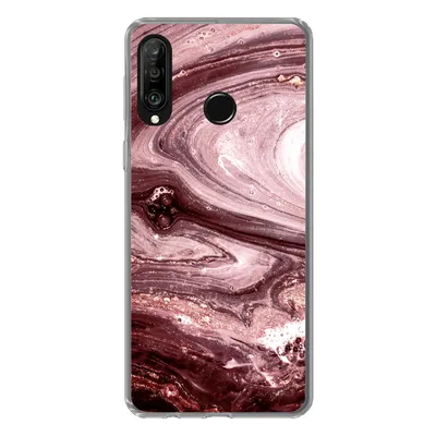 Produktbild von MuchoWow® Handyhülle Schutzhülle Hülle für Huawei P30 Lite Marmor - Gold - Rosa Silikon Softcase Handy Hülle - Handyhülle