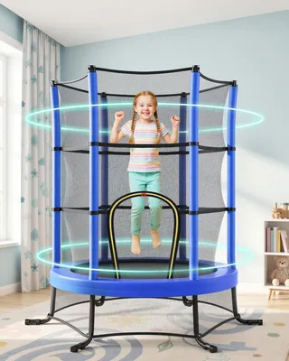 Obrázek produktu pro SONGMICS Dětská trampolína, zahradní trampolína o průměru 174 cm s bezpečnostní sítí, mini trampolína pro vnitřní i venkovní použití, ocelový rám, modrá