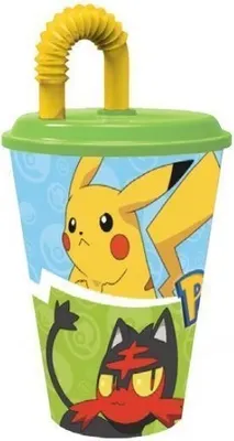 Produktbild von Stor - Pokémon Trinkbecher mit Deckel und Trinkhalm 430ml