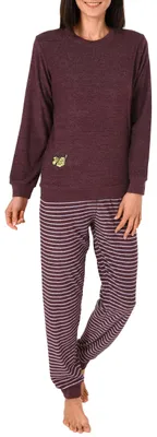 Produktbild von Damen Frottee Pyjama Schlafanzug mit Bündchen und süsser Tier Applikation - 202 201 13 110 ; beere , 48
