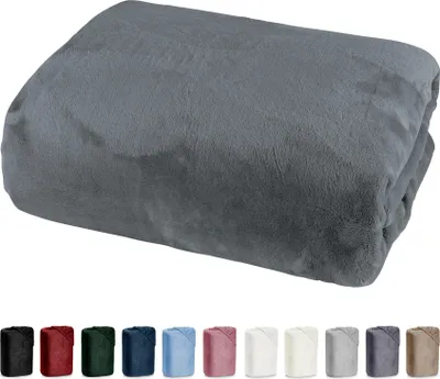 Produktbild von heimtexland ® Luxus Spannbettlaken Cashmere Touch Soft Spannbetttuch Nicky Plüsch Teddy Typ585 Anthrazit 100 cm x 200 cm