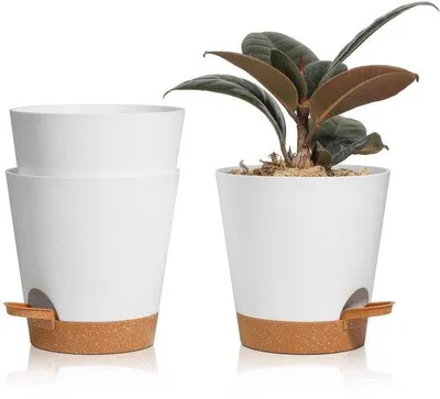 Produktbild von Selbstbewässernder Blumentopf – einfache Bewässerung – Set mit 3 Stück – Kunststoff – 14 x 14 cm