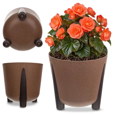 Imagen del producto de Macetas KADAX con patas y maceta interior, 18 cm, color marrón