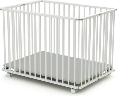 Image de WEBABY - Parc bébé pliant en bois avec roulettes  70x100 Blanc CALI| Parc Pliable | Fond réglable 3 hauteurs | Fond lessivable | Pour enfant jusqu'à 24 mois