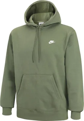 A plain studio shot of a green Nike hoodie.