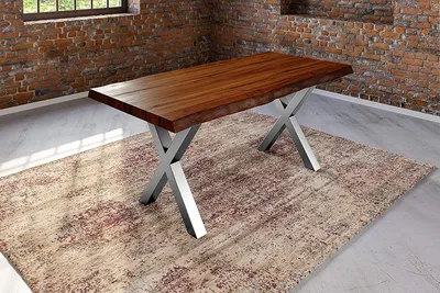 Produktbild von Refurbished Möbelretoure Esstisch Baumkante massiv Akazie nussbaum 240 x 100 silber Xerez