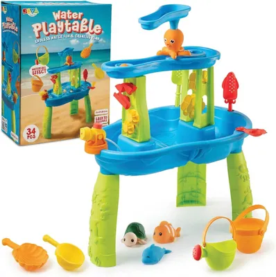 Produktbild von Wassertisch, 59 x 38,5 x 73 cm, blau-grün, 34-teiliges Zubehörset, für Garten
